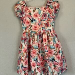 Pink floral butterfly dress size 5